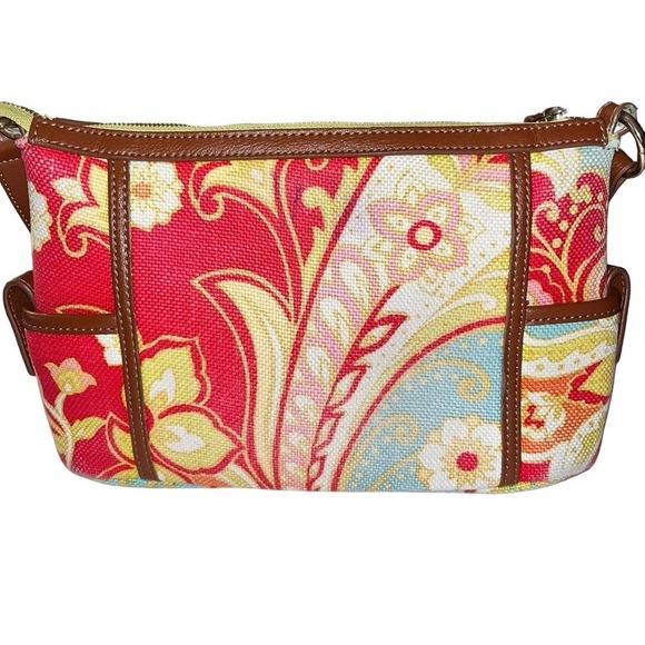 Spartina 449 Natural Linen Genuine Leather Shoulder Purse - Picture 2 of 16